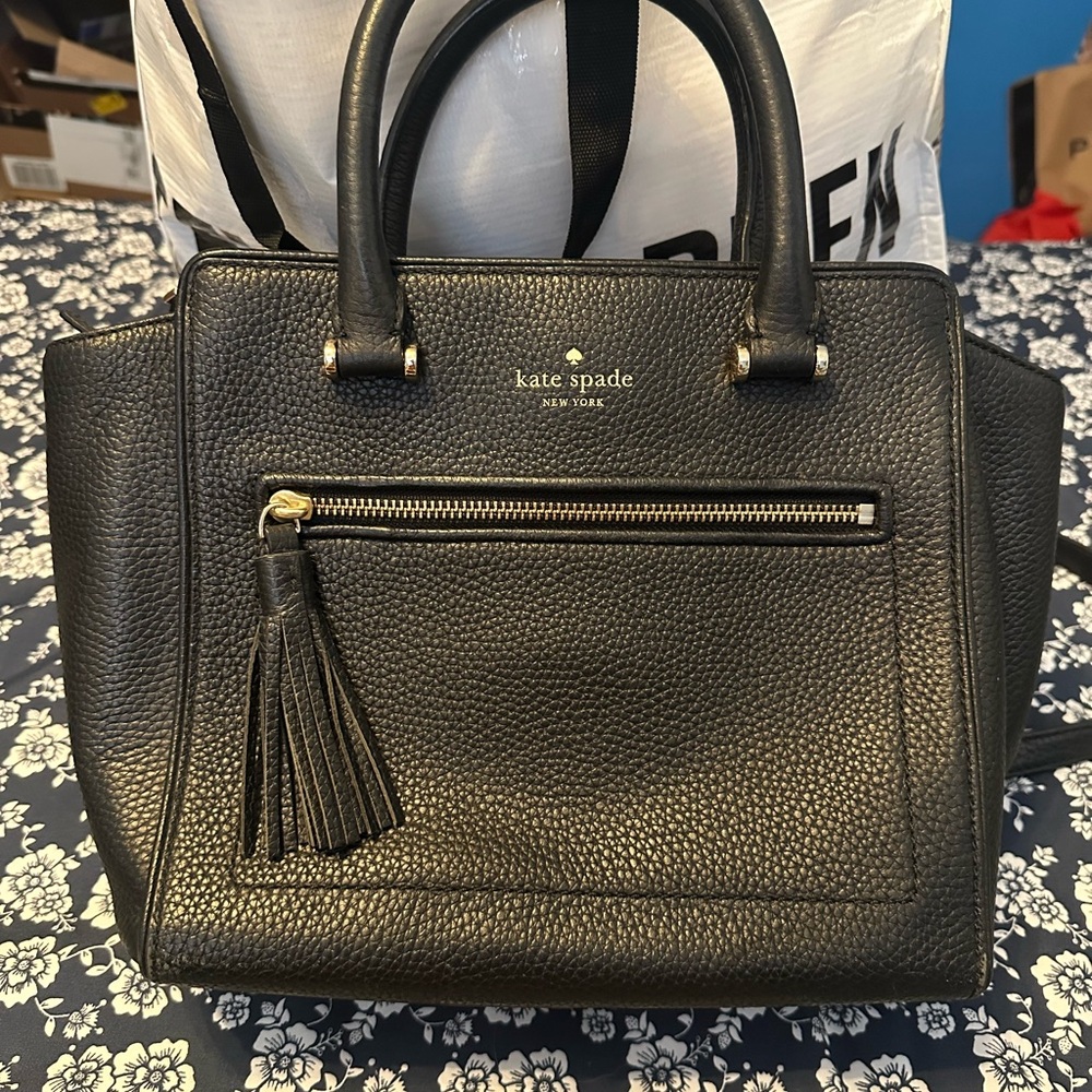 Kate Spade Black Textured Satchel